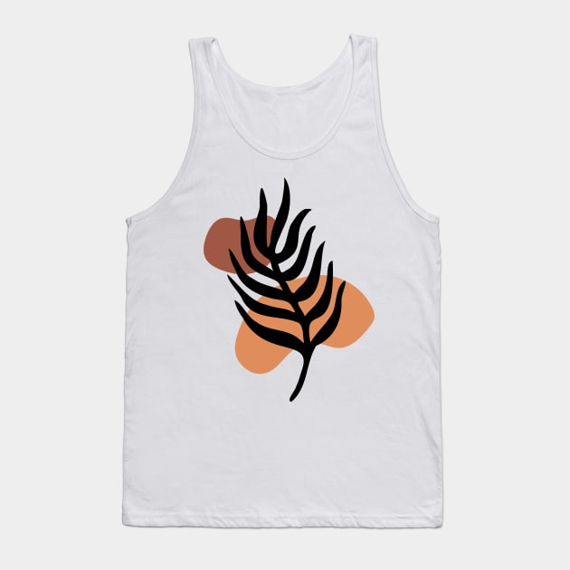 Modern Minimalist Simple Abstract Pastel Pink Black Leaf Art Tank Top by zedonee